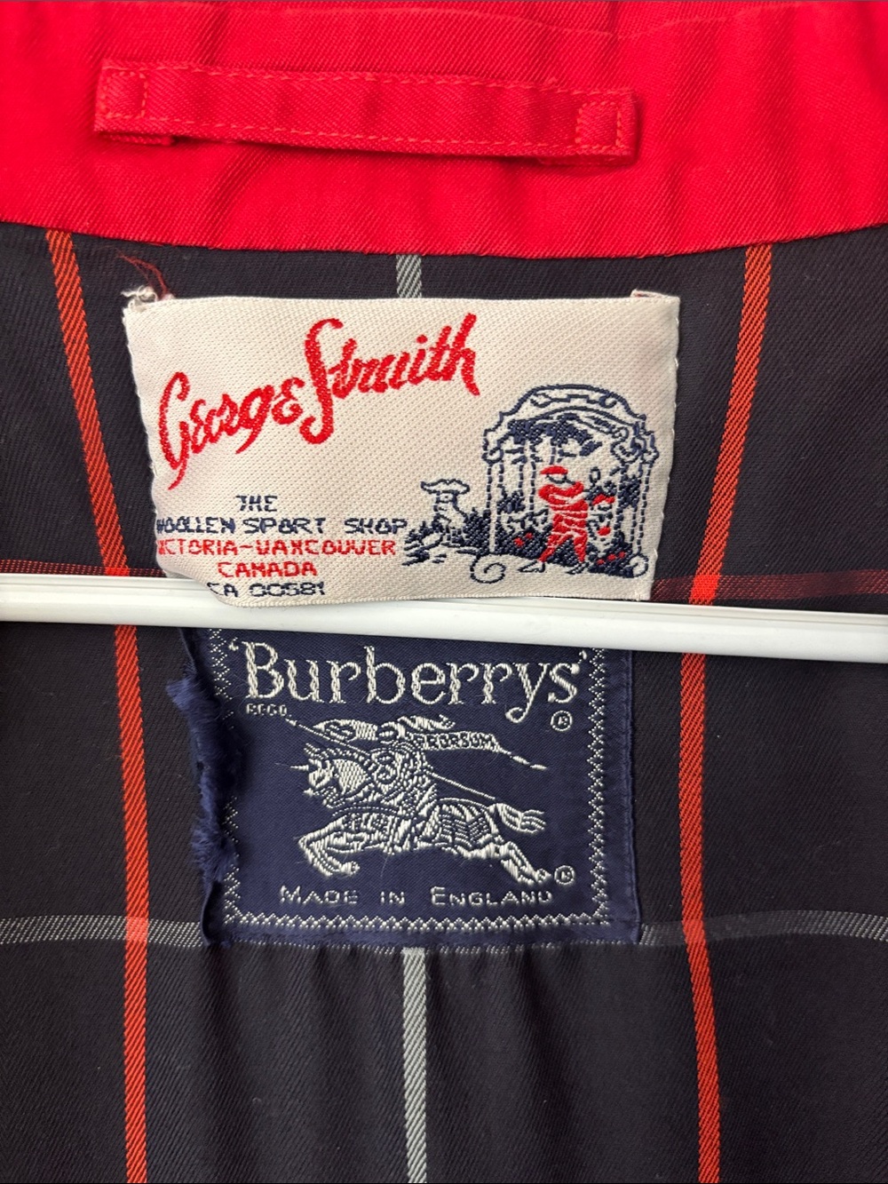 Vintage Burberrys Red Raincoat Made in England Plaid Lined Jacket - Picture 2 of 13